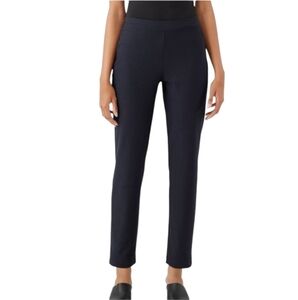 SM EILEEN FISHER Black Washable Stretch Elastic Waist Viscose Nylon Crepe Pant